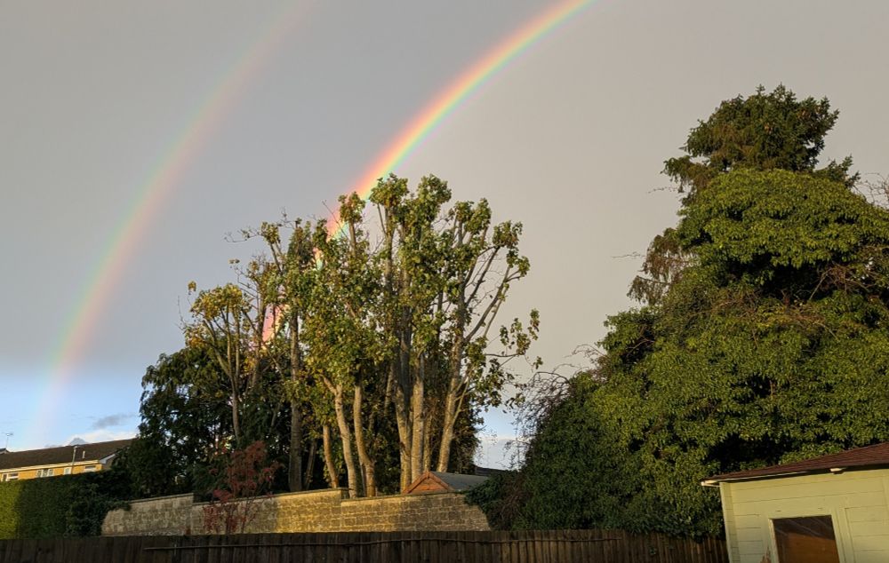 A very vivid rainbow.