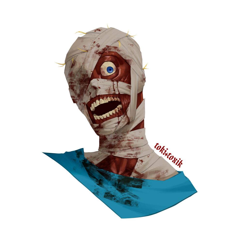 digital art fanart of curly from indie horror game mouthwashing in painterly rendered art style. 