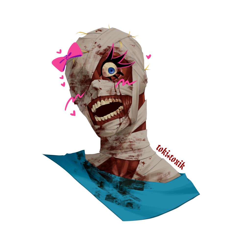 digital art fanart of curly from indie horror game mouthwashing in painterly rendered art style but coquette girly pop lmao