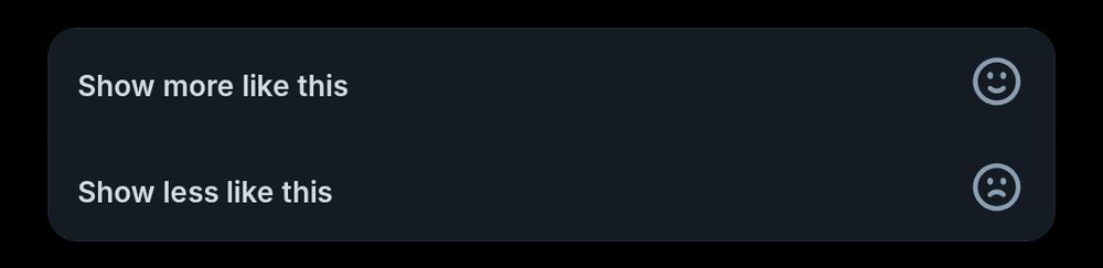 Bluesky discover feed "show more like this" and "show less like this" buttons