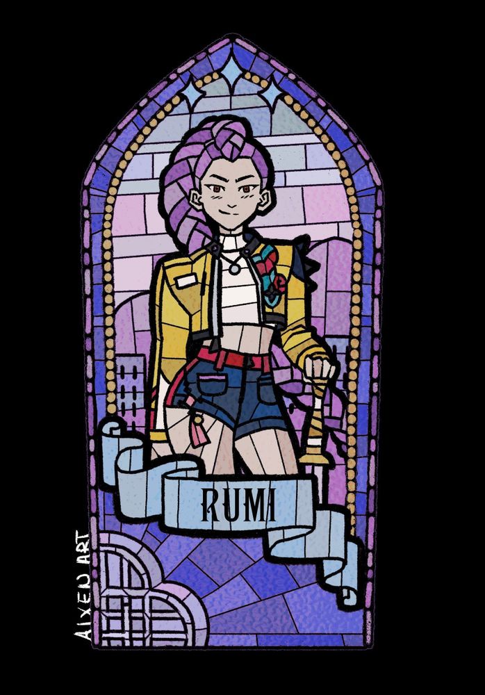 Rumi stained glass from kpop demon hunters