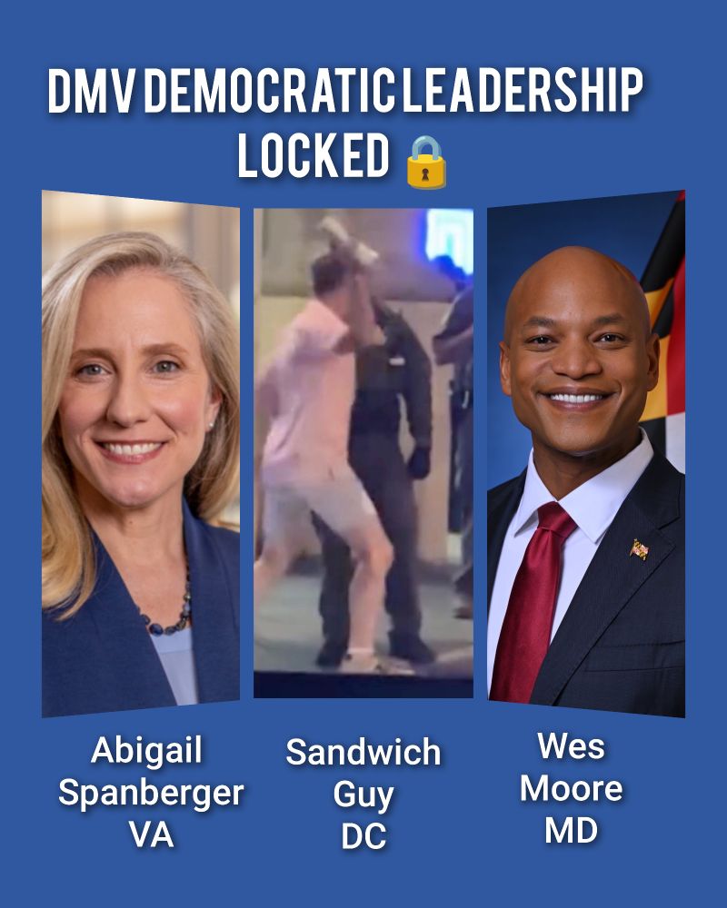 DMV Democratic leadership locked 🔒 
Abigail Spanberger, VA
Wes Moore, MD
Sandwich Guy, DC 
