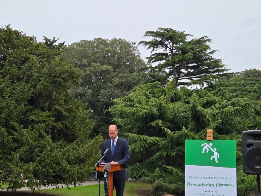 Prince William unveiling Humanitarian Memorial in Gunnersbury Park