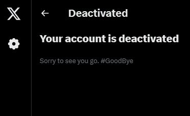 Twitter account deactivation notice