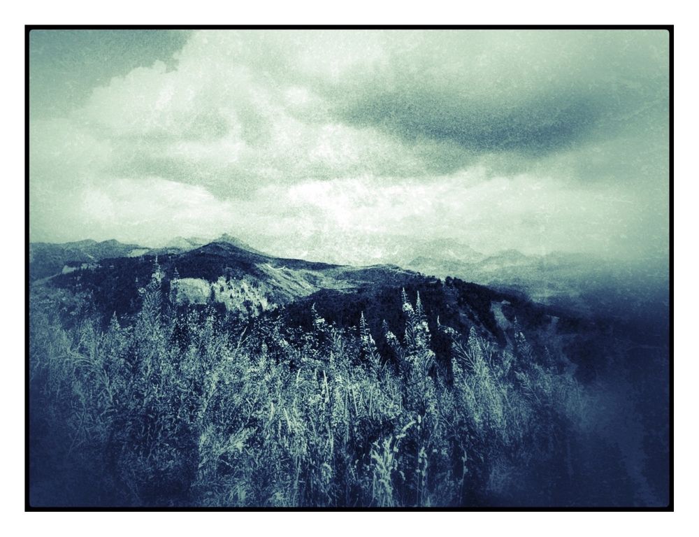 French Alps mountain scene using various filters
