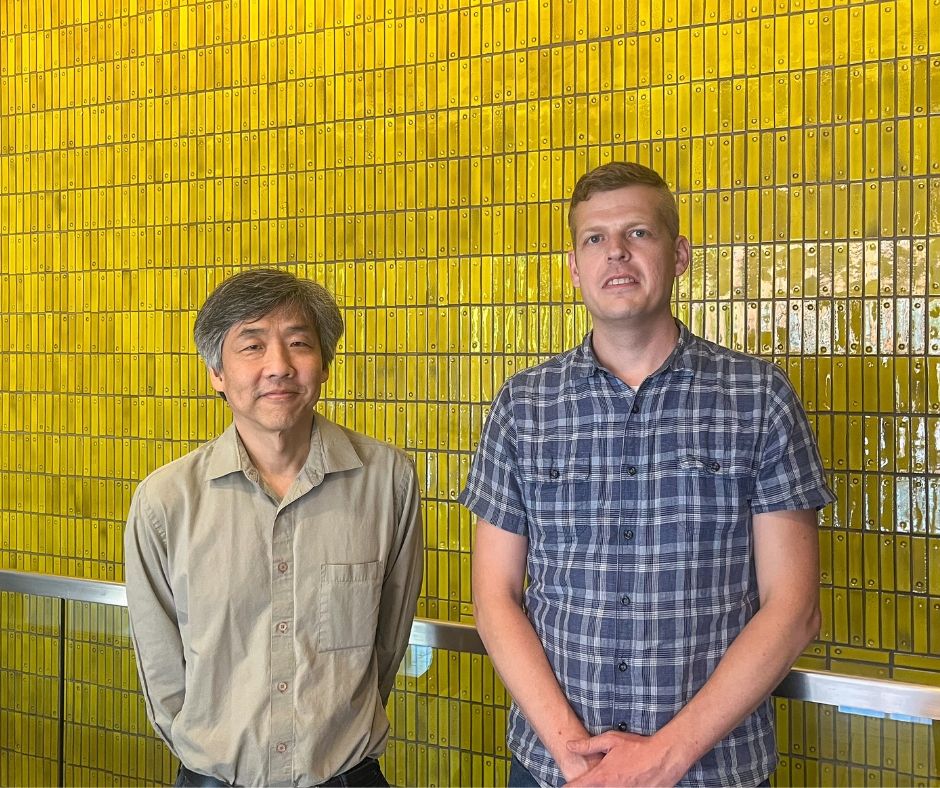 
Mark Yim, Director of GRASPLab (left) and Jordan Raney, Associate Professor in Mechanical Engineering and Applied Mechanics (right)
