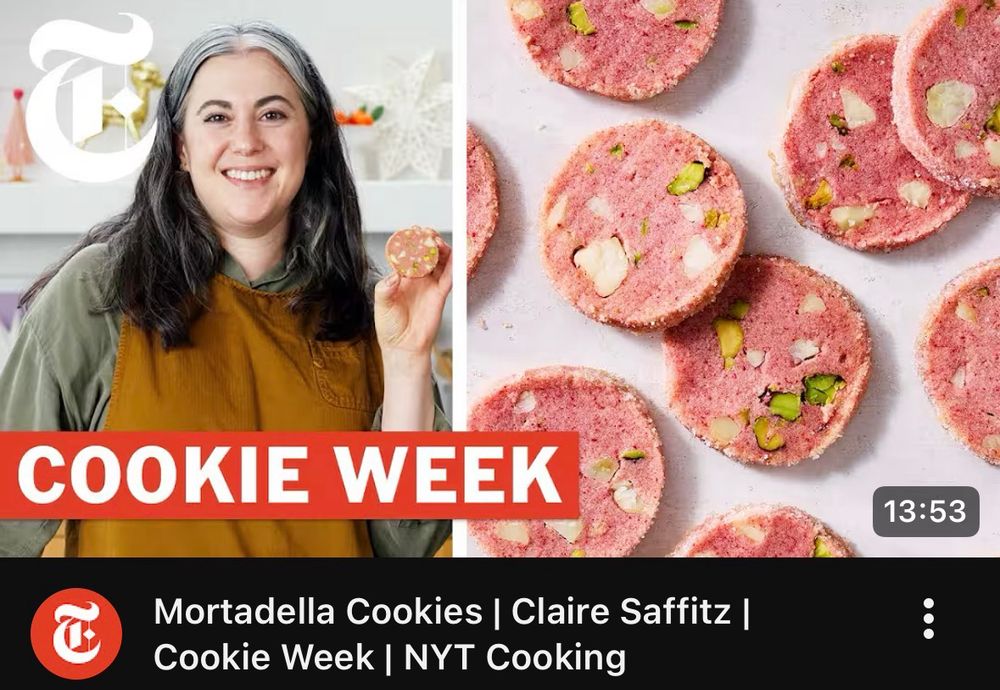 NYT cooking thumbnail: mortadella cookies (like look like mortadella)