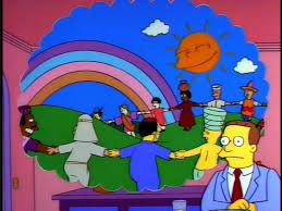 Lawyer Lionel Hutz imagining a peaceful world. 