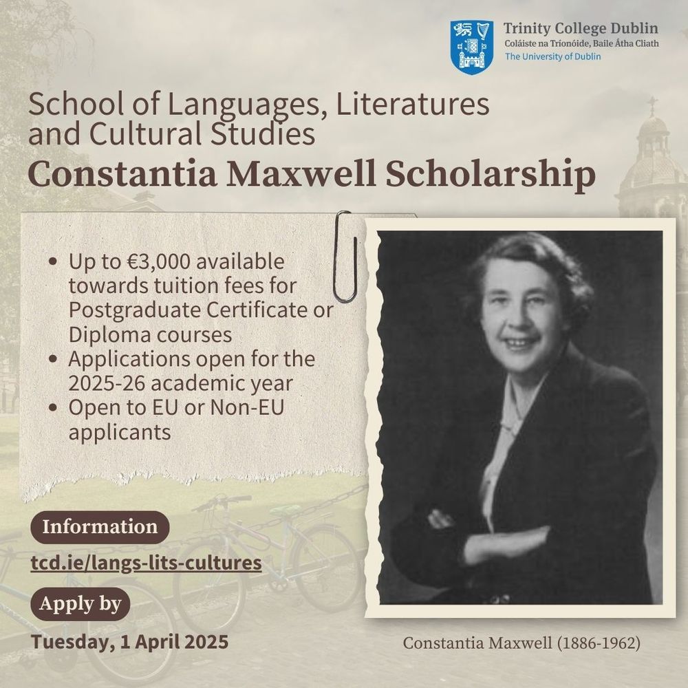 Poster advertising the Scholarship featuring a black and white photo of a woman with her arms folded