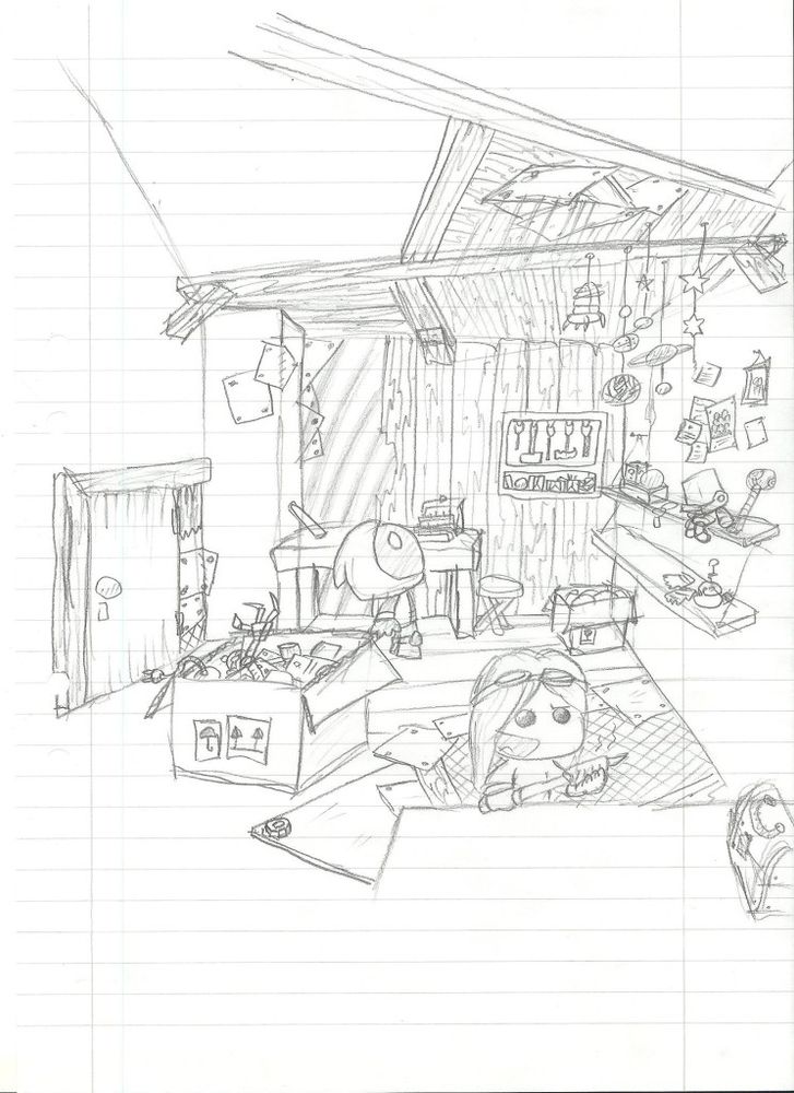 Inside Ali's workshop, a cluttered and disheveled place on the rougher side of Knittburg, where she ran things herself. Well, before things went down...