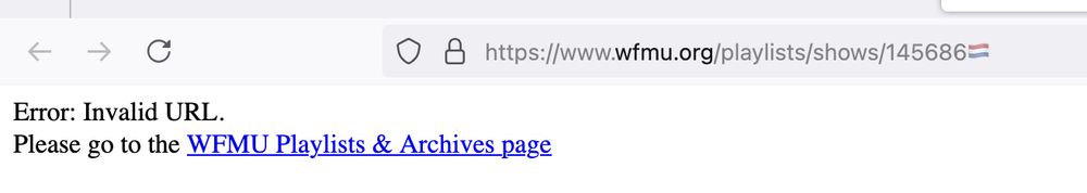 Screenshot of my adress bar showing the broken URL with an Emoticon at the end of the Dutch Flag.