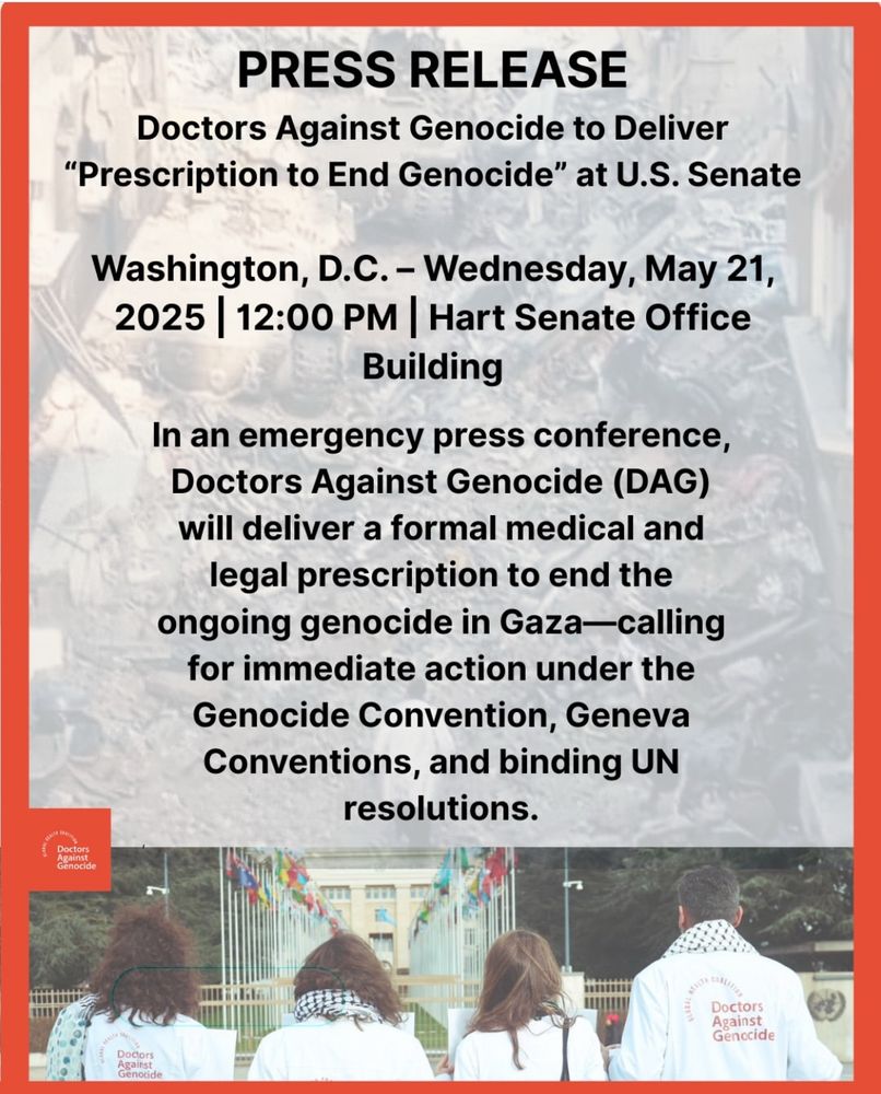 Press release for Doctors Against Genocide action today 