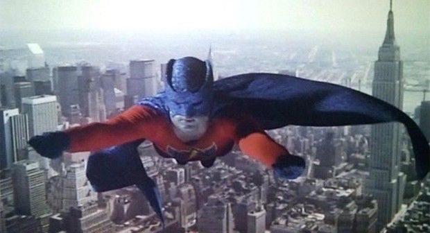 Supersonic Man flying over NYC. 