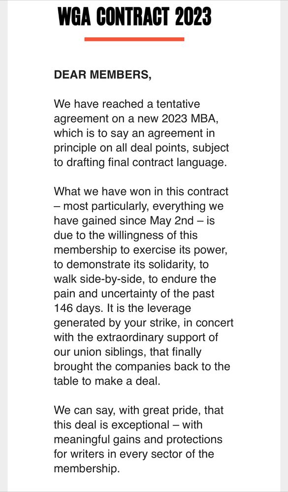 WGA announcement