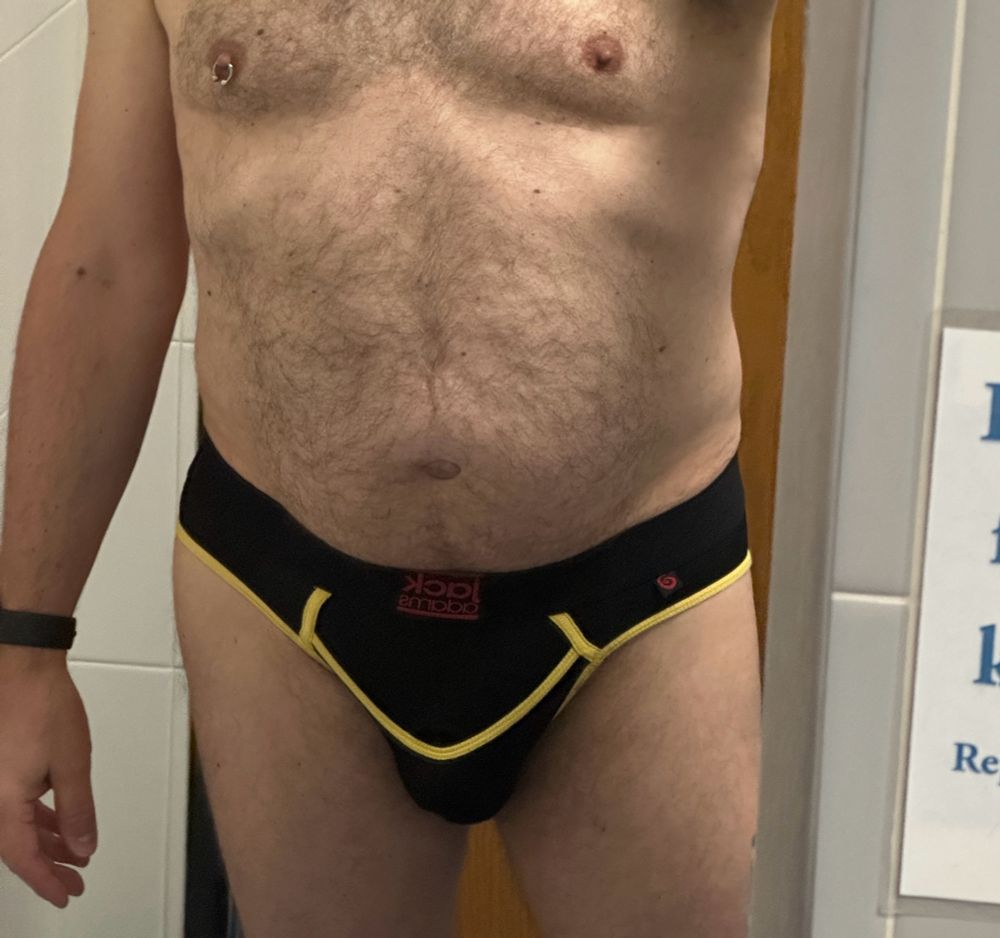 Man in Jack Adams jock brief front view 