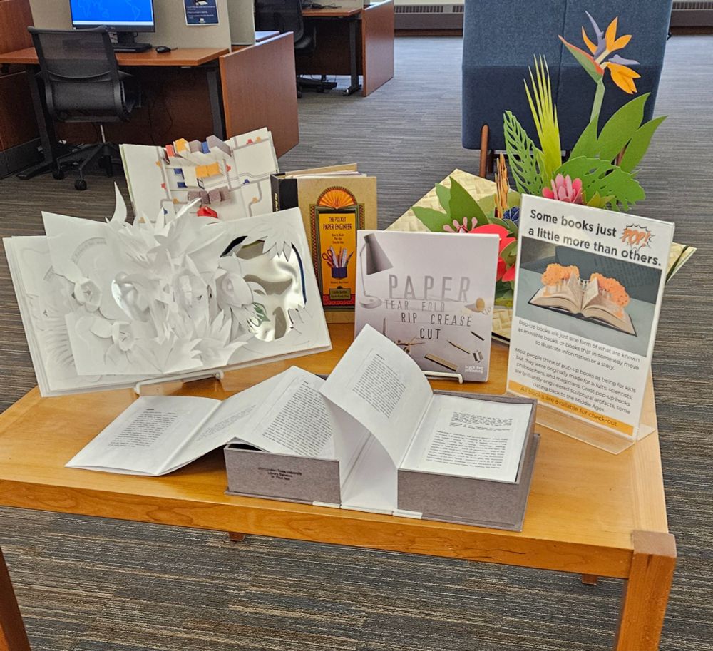 Display of pop-up books and other non-traditional books.