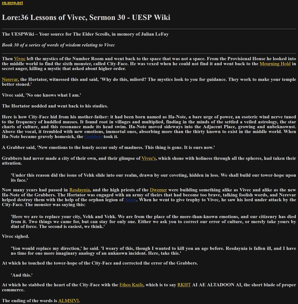 Lore:36 Lessons of Vivec, Sermon 30 - UESP Wiki