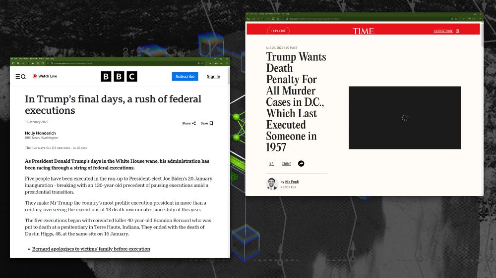 see links https://www.bbc.com/news/world-us-canada-55236260 https://time.com/7312489/trump-threatens-death-penalty-dc-murder/