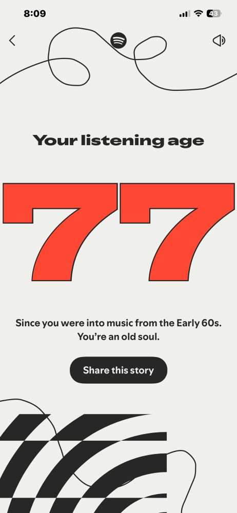 Your listening age is 77
