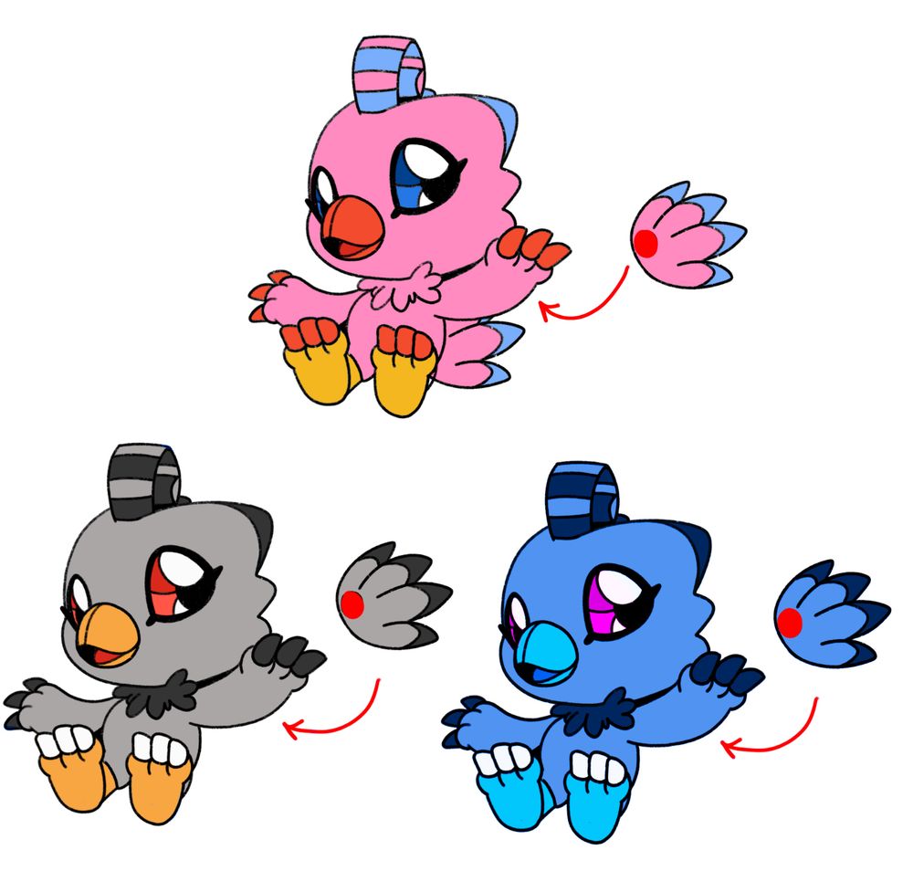 Variants of Biyomon (fanmade). 