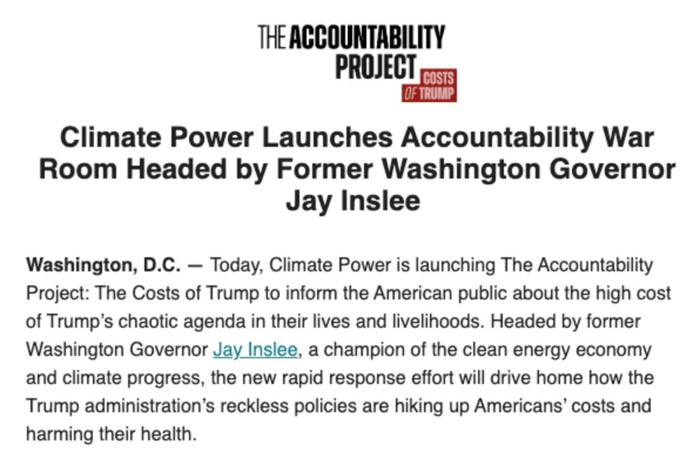Press Release: Climate Power Launches Accountability War Room Headed by Former Washington Governor Jay Inslee