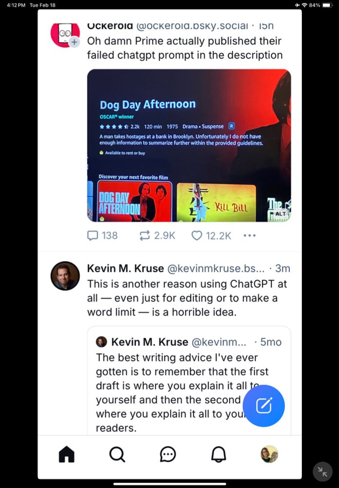 Post explaining the inability of ChatGPT to connect with audience, followed by a post with an example of Prime using and delivering a failed AI summary to their audience.
