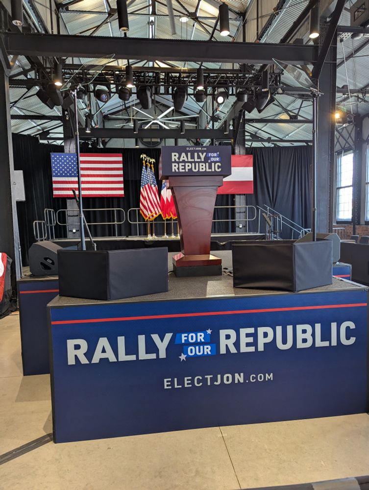 Stage for Ossoff Rally For the Republic. 