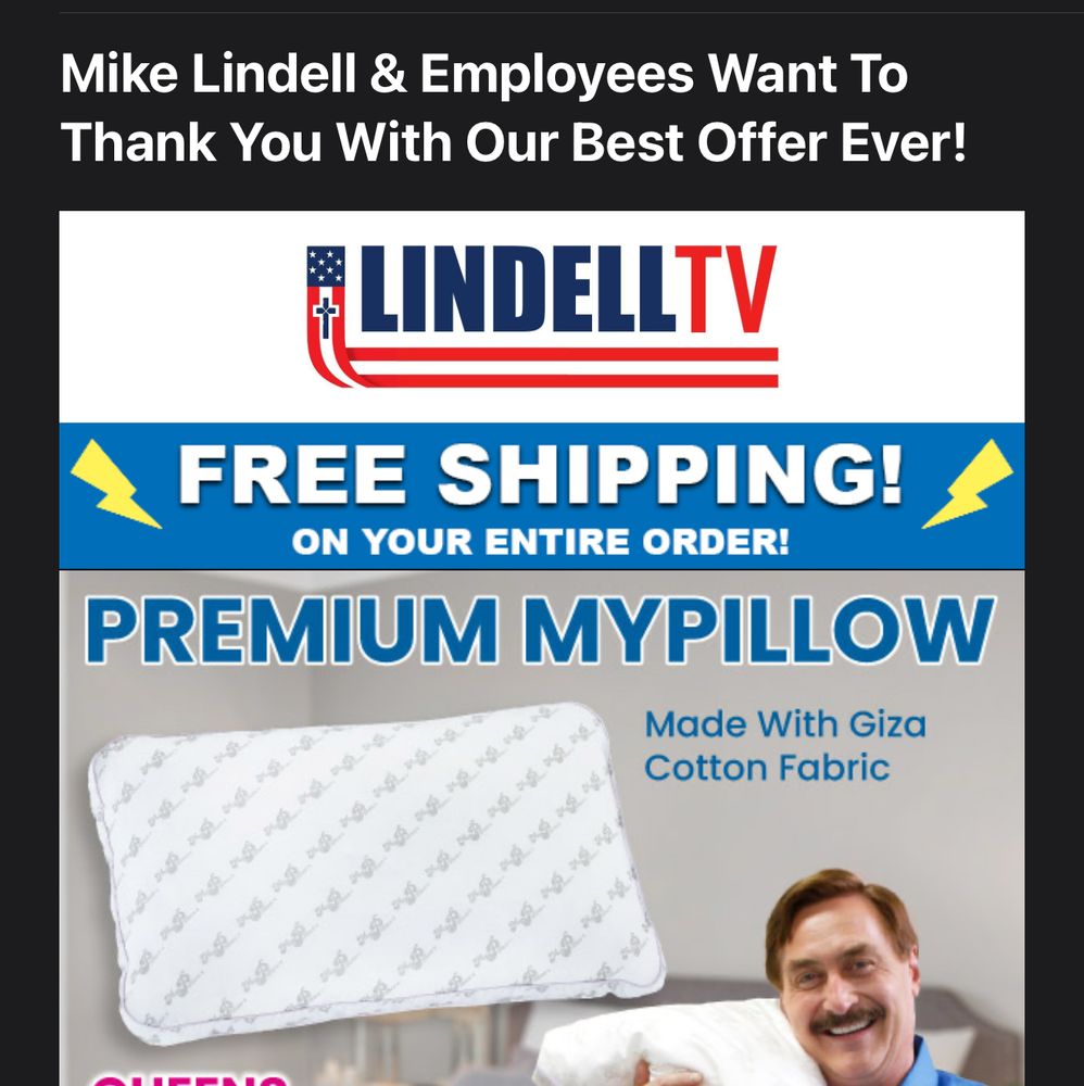 My pillow ad from my email 