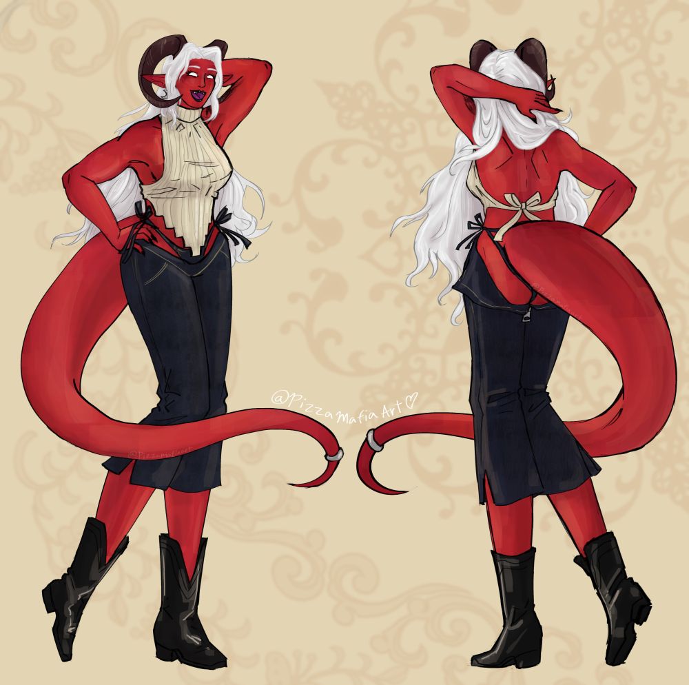 Melissa Belladonna drawn in a tail-friendly outfit. Drawn by PizzaMafiaArt