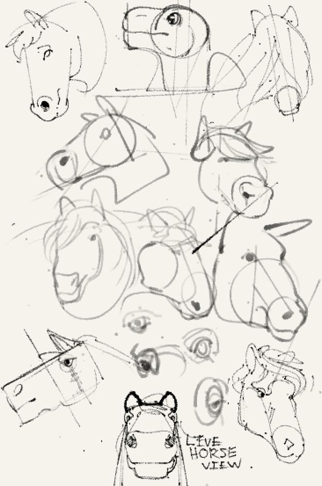 a collection of horse face doodles.