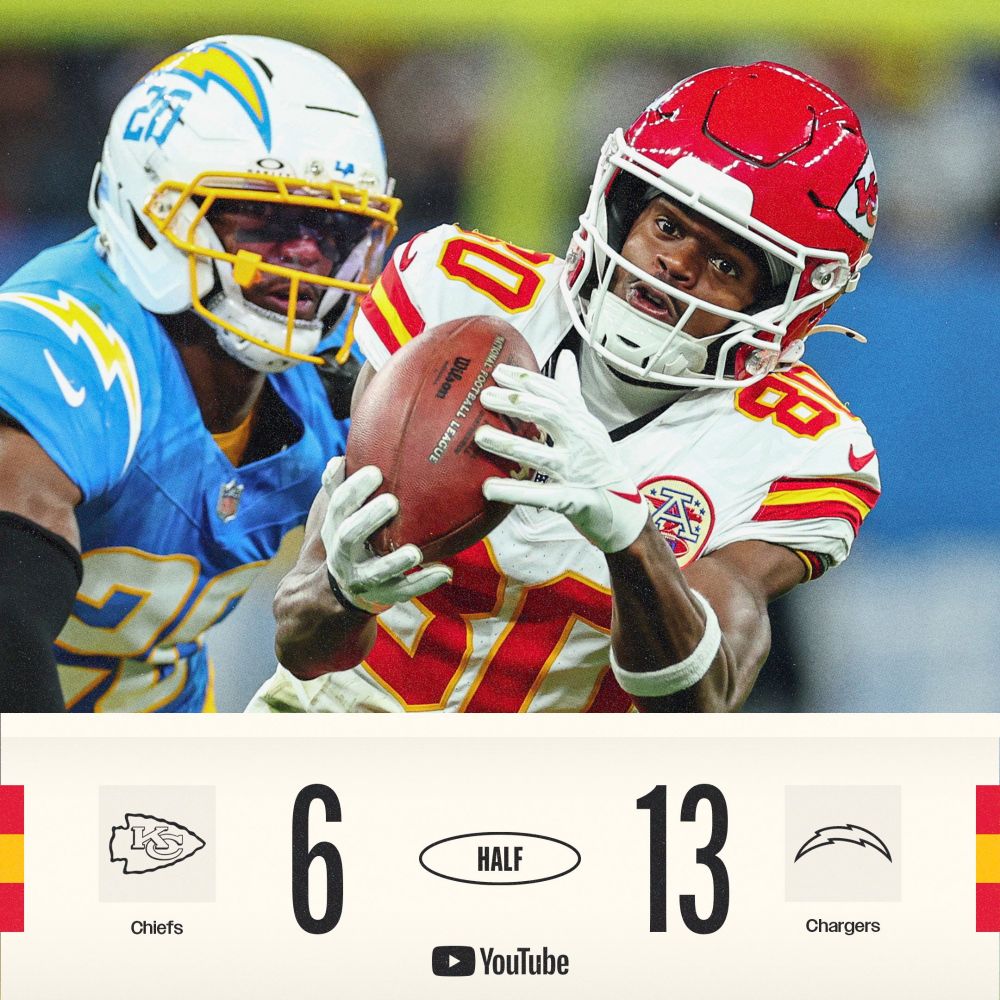Half Time Chiefs 6 Chargers 13