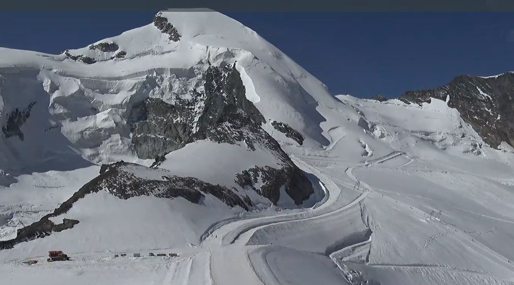 Fresh snow on the glaciers above Saas-Fee