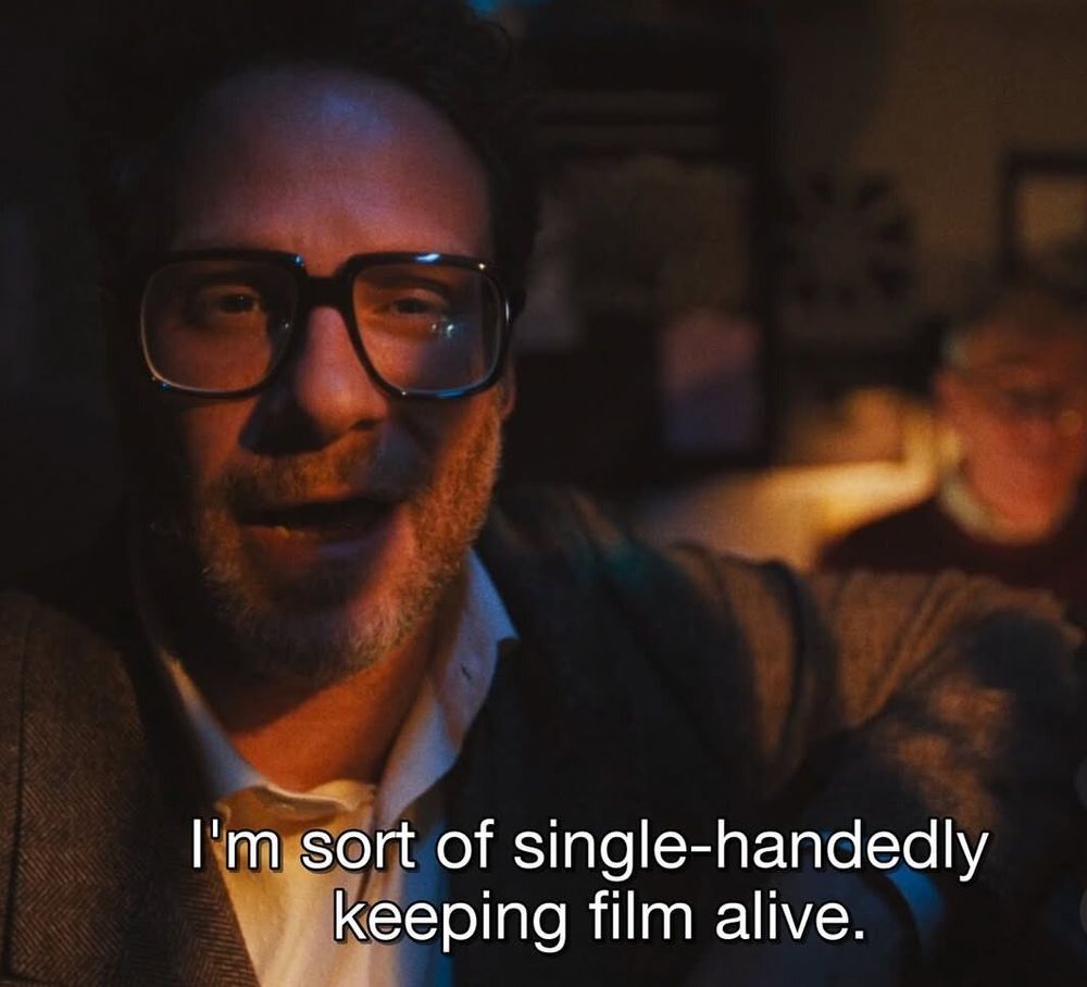 seth rogen saying "im sort of single-handedly keeping film alive."