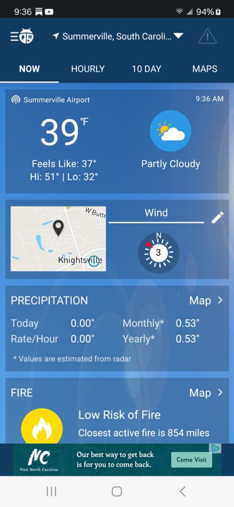 Weather page for Summerville, South Carolina 