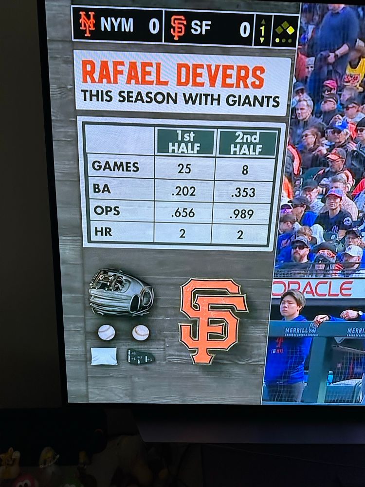 ESPN on-screen graphic shows "1st half" of 25 games and "2nd half" of 8 games.