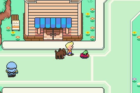 A screenshot of Tazmily Village (in later chapters) from the released GBA version