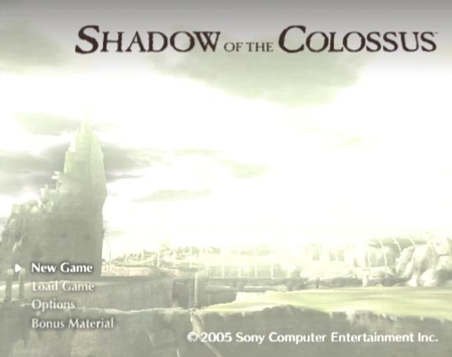 Shadow of the Colossus video game title screen