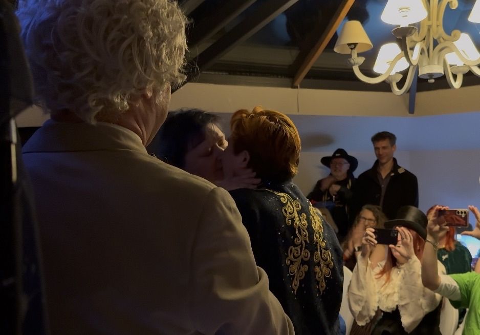 The happy couple having just been pronounced a ‘group of the two of you’.