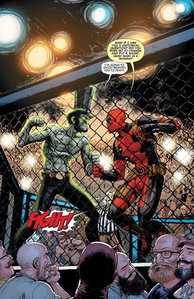 Deadpool and Zombie Lincoln square up in the pentagon 