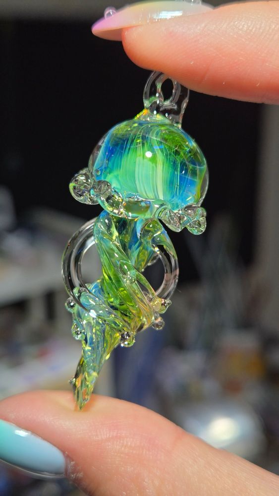 Borosilicate Glass Green Jellyfish Necklace