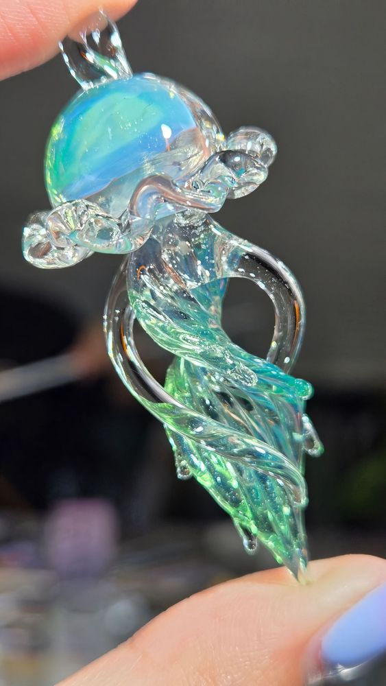 Glass Blowing Jellyfish Pendant Necklace