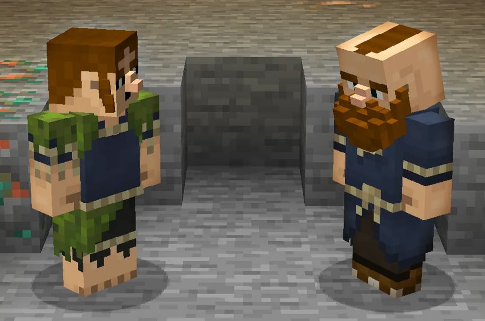 An in-game screenshot showing off two custom dwarfs