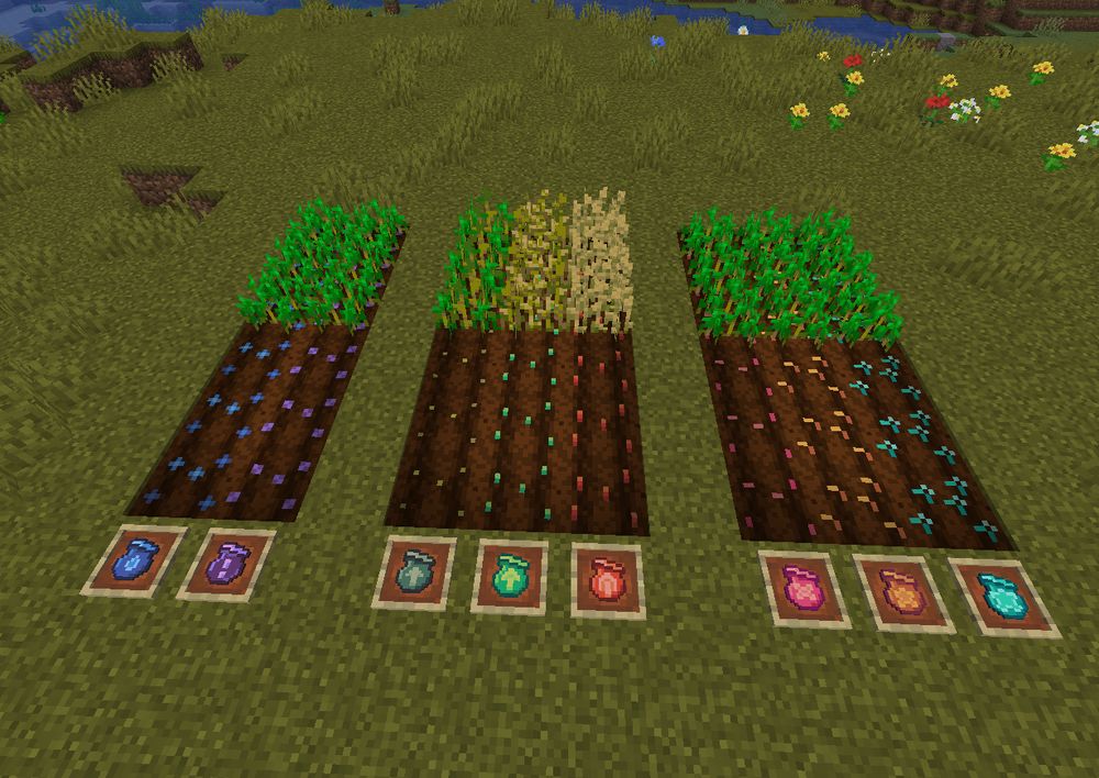Farmland with various Stardew Valley-inspired crops