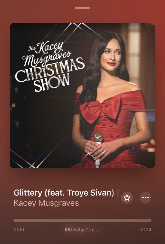 Apple Music screenshot of the song “Glittery (ft. Troye Sivan)” by Kacey Musgraves