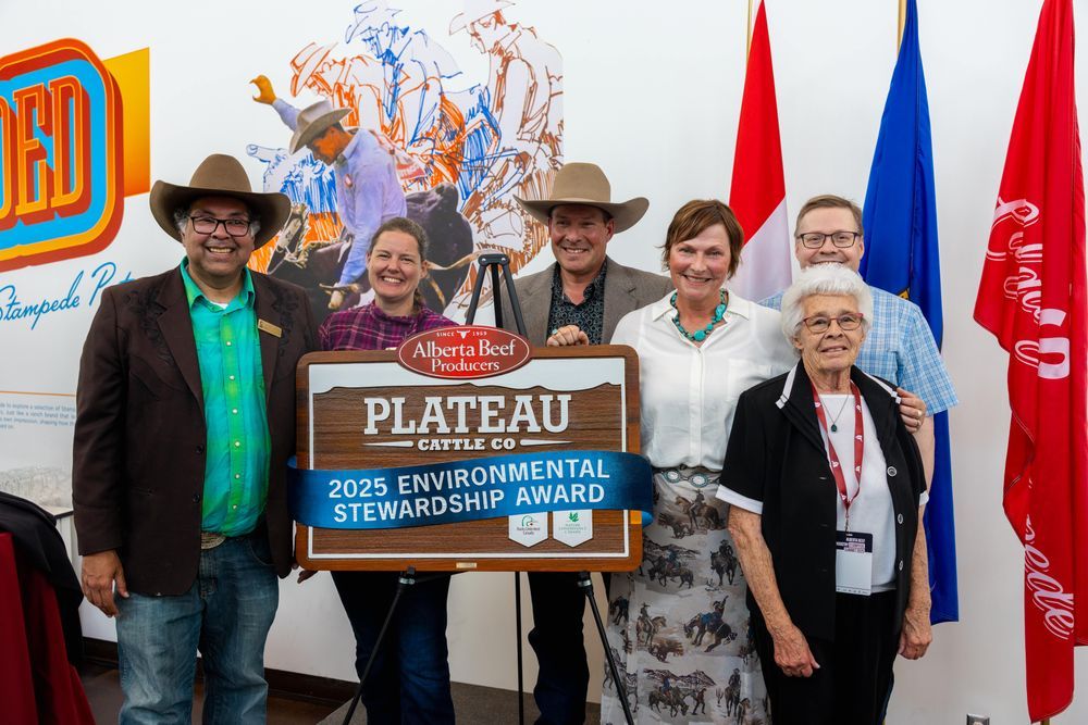 Image of MLA Sweet with Leader Nenshi and the recipient of the the 2025 Stewardship award
