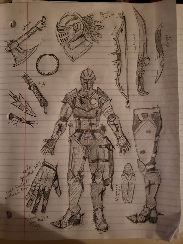 Noct's original armor, a black carapace set crafted in underdark fashion. It's light half-plate, enabling him to be a decent scout and competent fighter