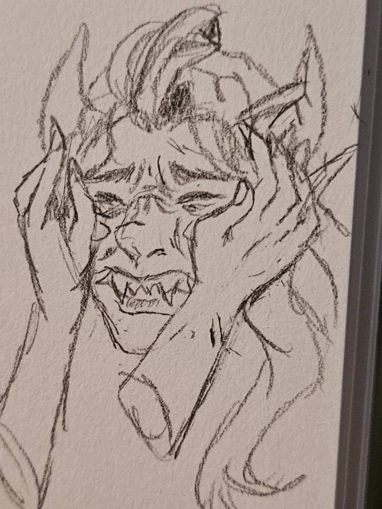 Kir's face is smooshed by another person's hands as he seems embarrassed about it. His face is rather soft despite how it looks, perks of being part slime