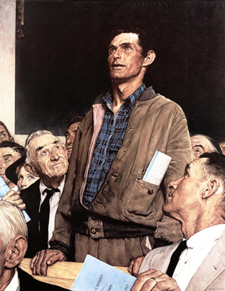 Norman Rockwell's "Freedom of Speech," as is customary for this meme.