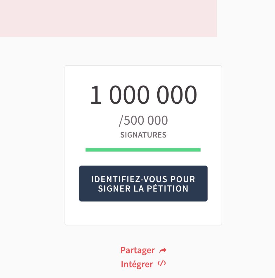 Capture du site de l'AN pour la pétition contre la loi Duplomb, avec 1 000 000 de signatures tout rond