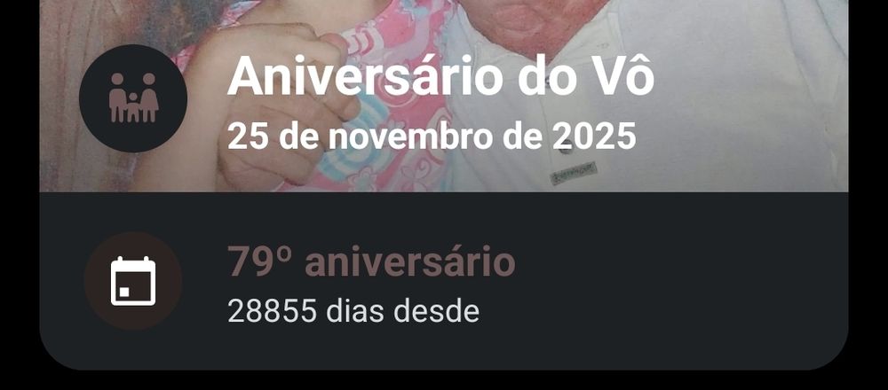 "Aniversário do Vô, 25 de novembro de 2025, 79° aniversário"
